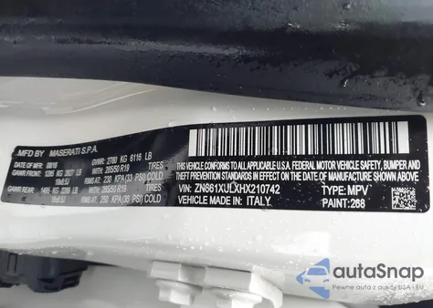 2017 Maserati Levante z USA, uszkodzony, nr VIN ZN661XULXHX210742